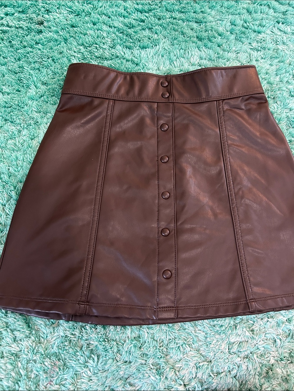 abercrombie kids Dark Brown Faux Leather A-Line Mini Skirt. Size 11/12